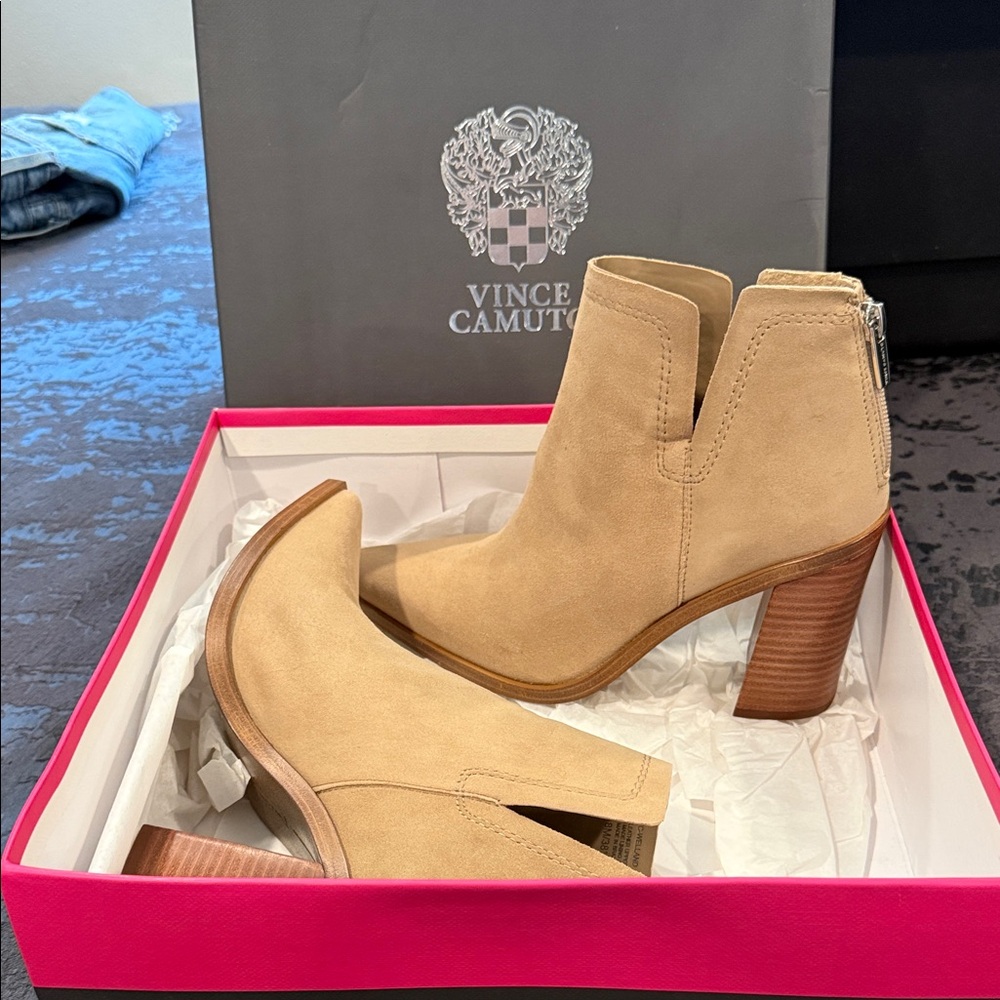 Vince Camuto Beige Ankle Booties